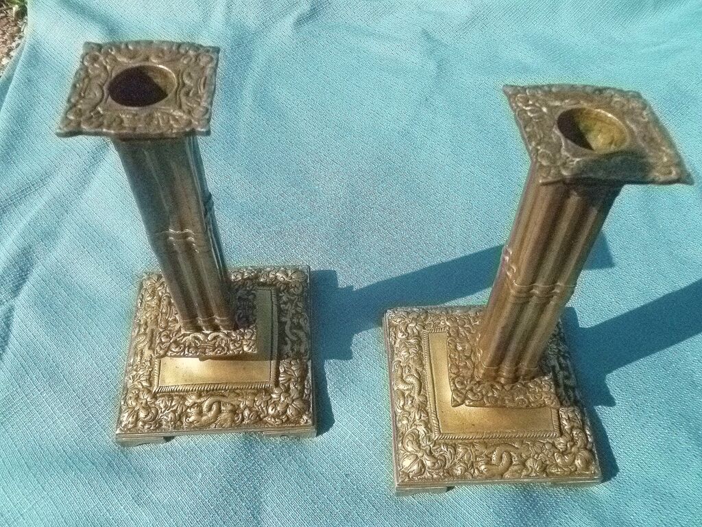 Pair of brass candlesticks, vintage