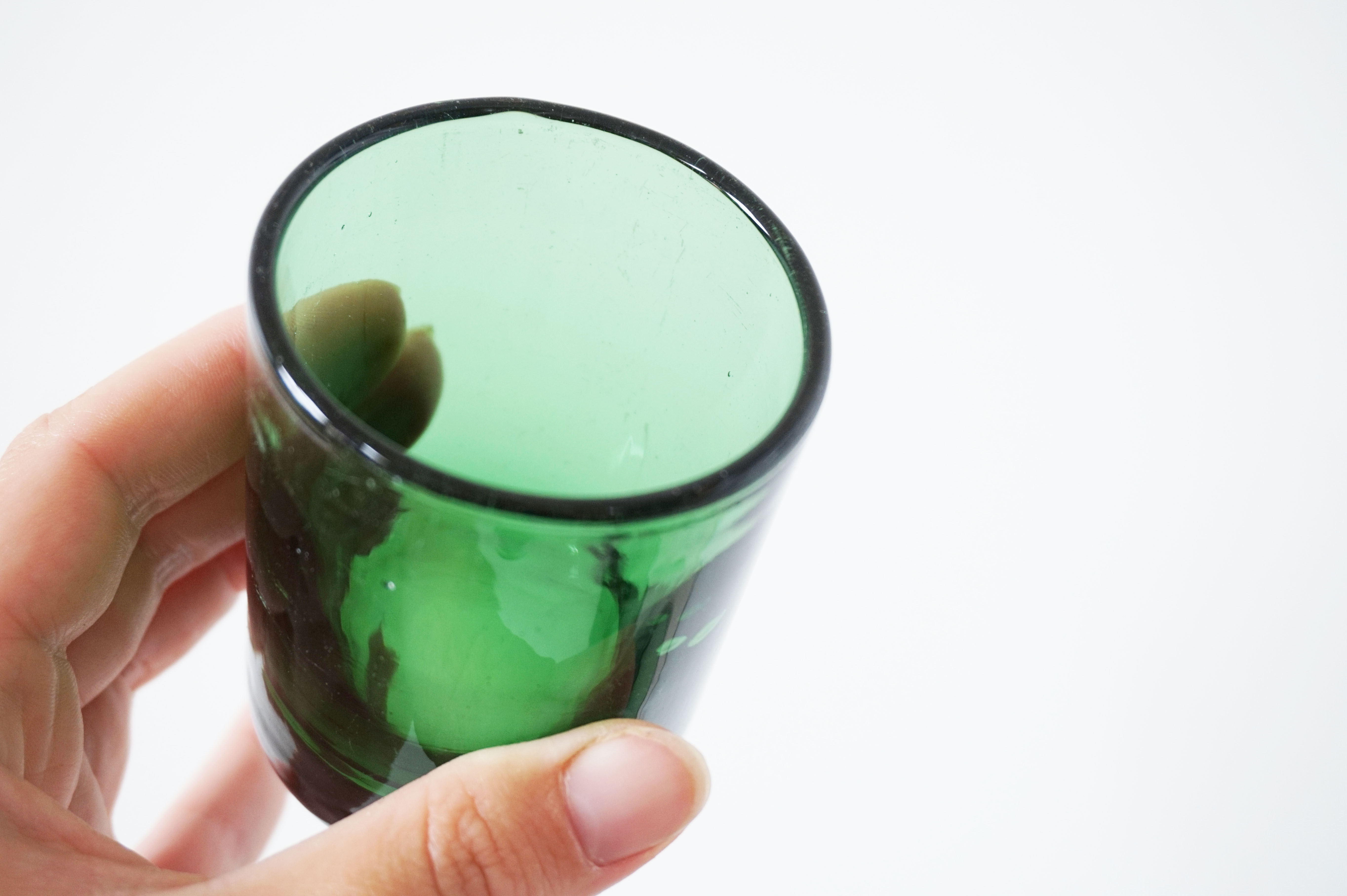 Lot de 9 verres à eau en verre soufflé vert
