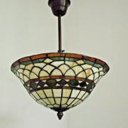 Vintage french 3 light leaded glass tiffany up light with adjustable height 3273