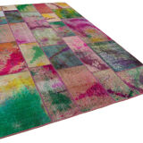 Tapis de patchwork turc surteint fait à la main 198 cm x 300 cm multicolor patchwork