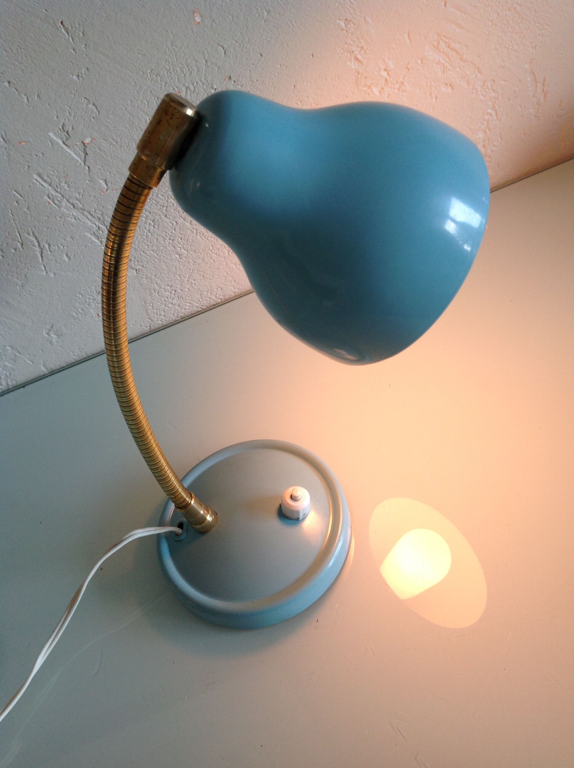 Sky blue / vintage casserole lamp 50s-60s