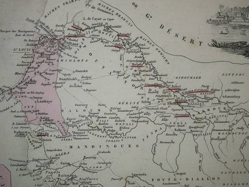 Carte ancienne de L'Afrique française, Sénégal 1861