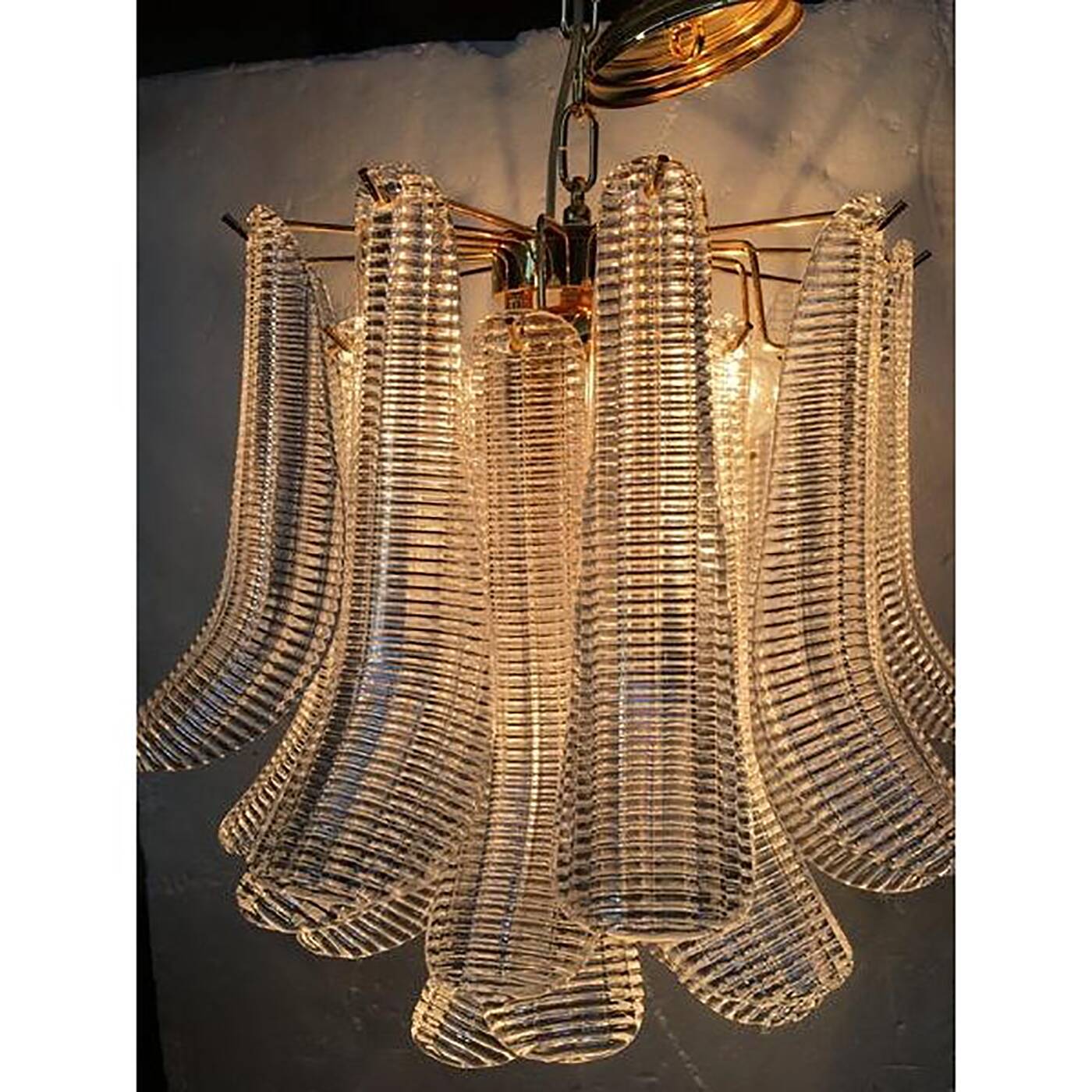 Contemporary Murano Glass "Sella" Chandelier With a Gold 24k Metal Frame