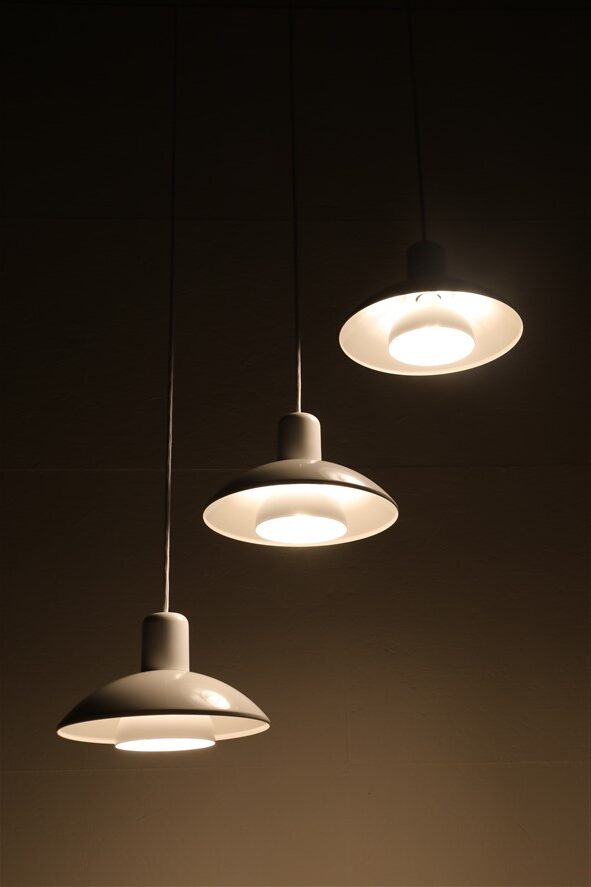 Set of 3 "Type 728" pendant lamps by E.S. Horn (Aalestrup) / 1980s / Danish modern design