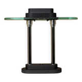 Vintage black metal and glass table lamp Bankers by Robert Sonneman for Georges Kovacs, Memphis Design 1980s