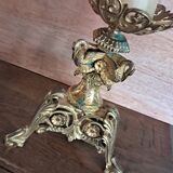 Gilded bronze candle holder with religious swans
