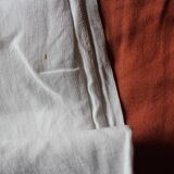 Antique linen sheet Floral monograms M R