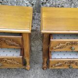 Two solid oak bedside tables