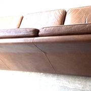 Leather sofa, vintage Scandinavian sofa in camel leather