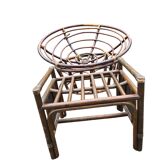 Bamboo and wicker love seat with footrest