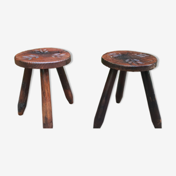 Pair of vintage shepherd's stools