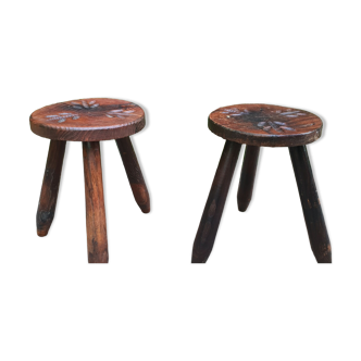 Pair of vintage shepherd's stools