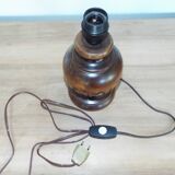 Carved turned wooden lamp base