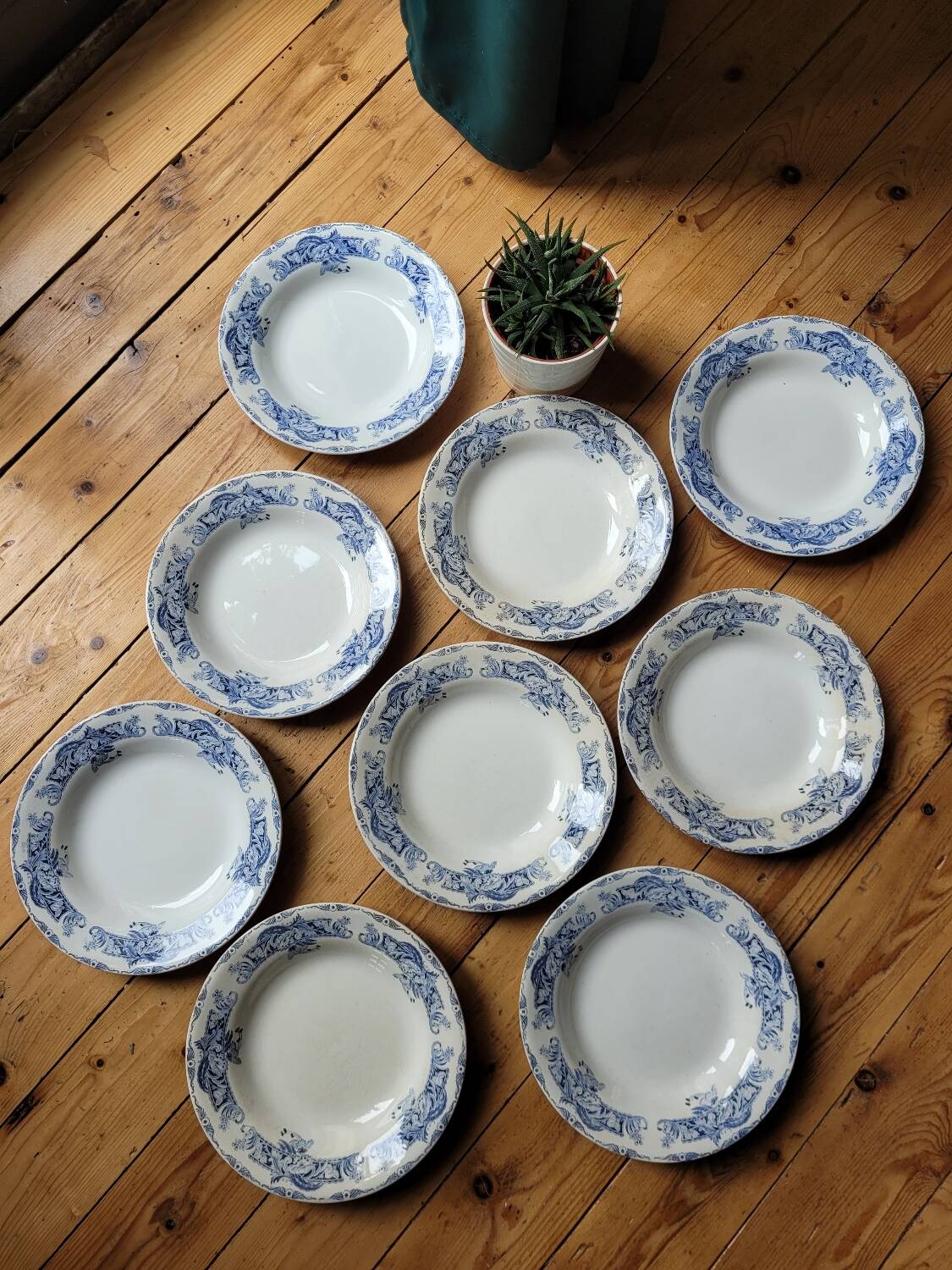 9 Ceylan soup plates from Creil and Montereau Labrador