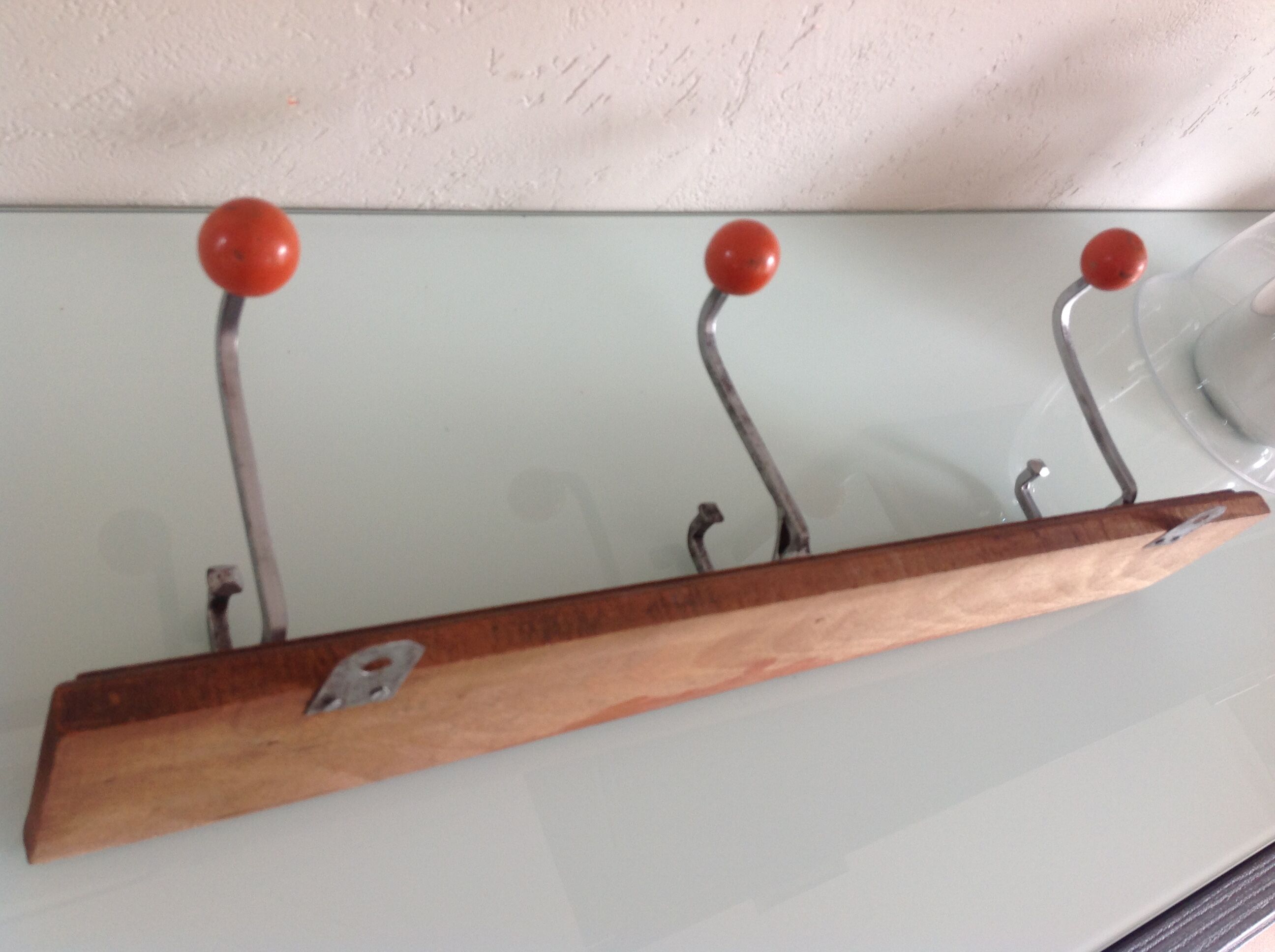 Patère à 3 têtes boules orange / vintage années 50- 60
