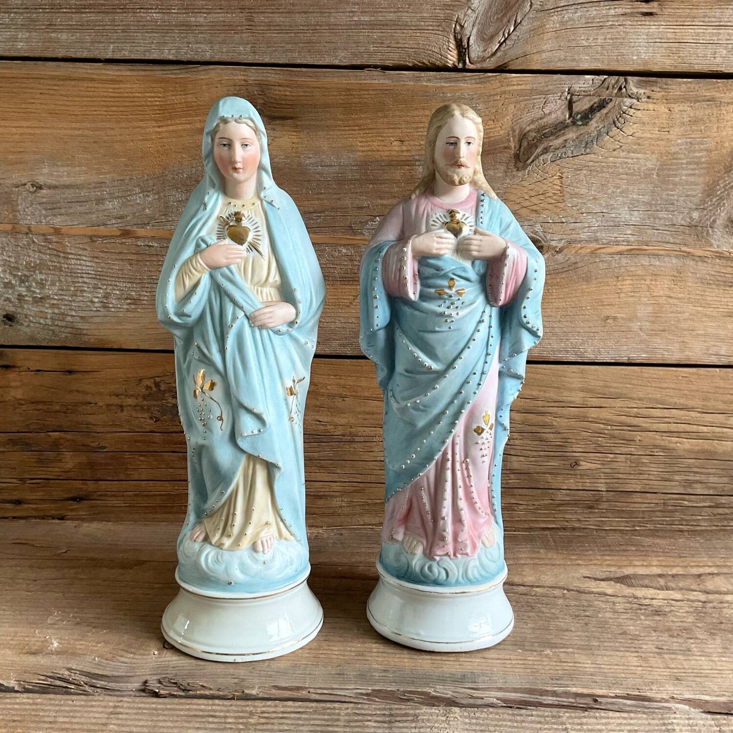 2 old religious statuettes from the early 20th century