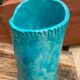 Vintage blue soliflore ceramic vase signed AI