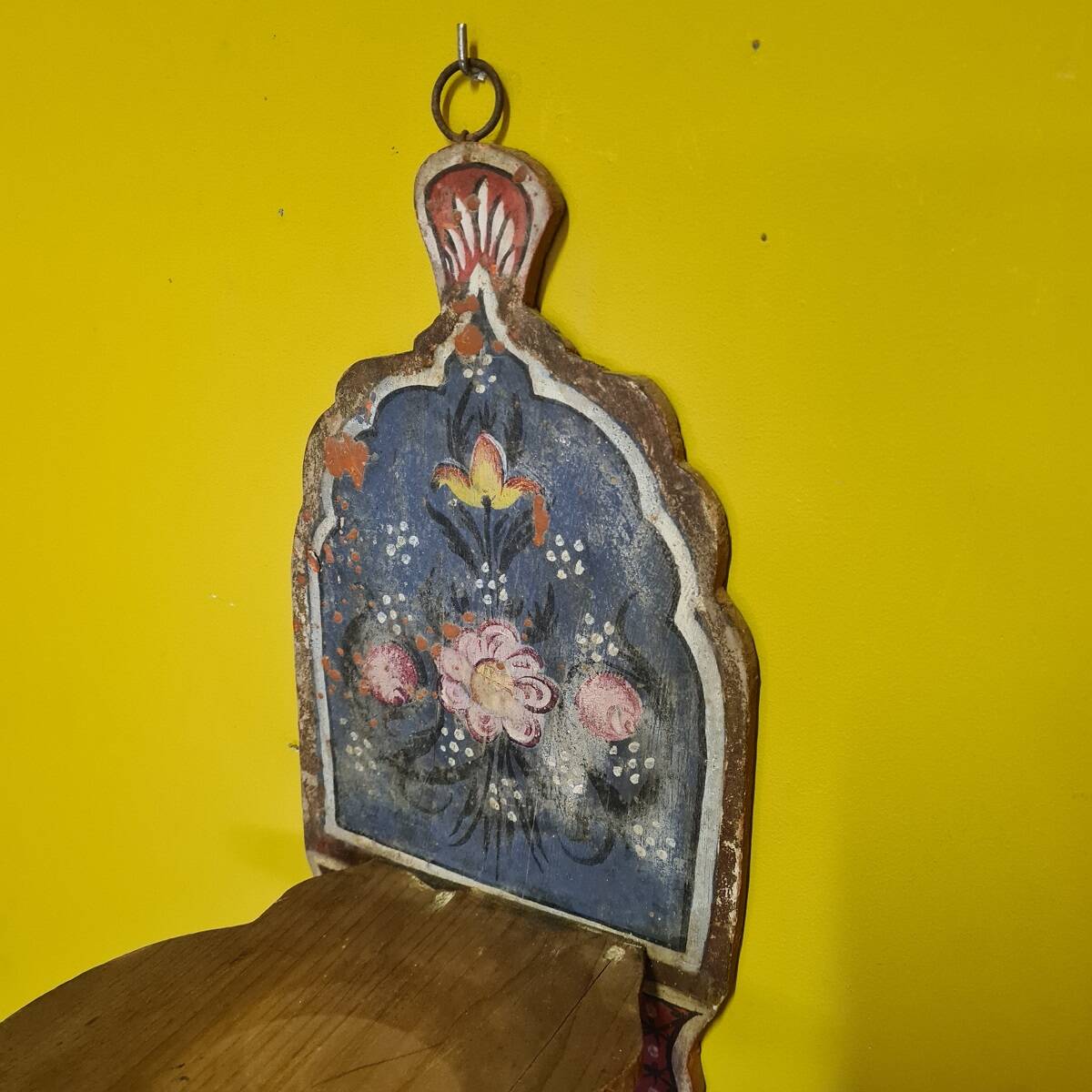 Floral painted wooden wall console, 2nd half of the 19th century