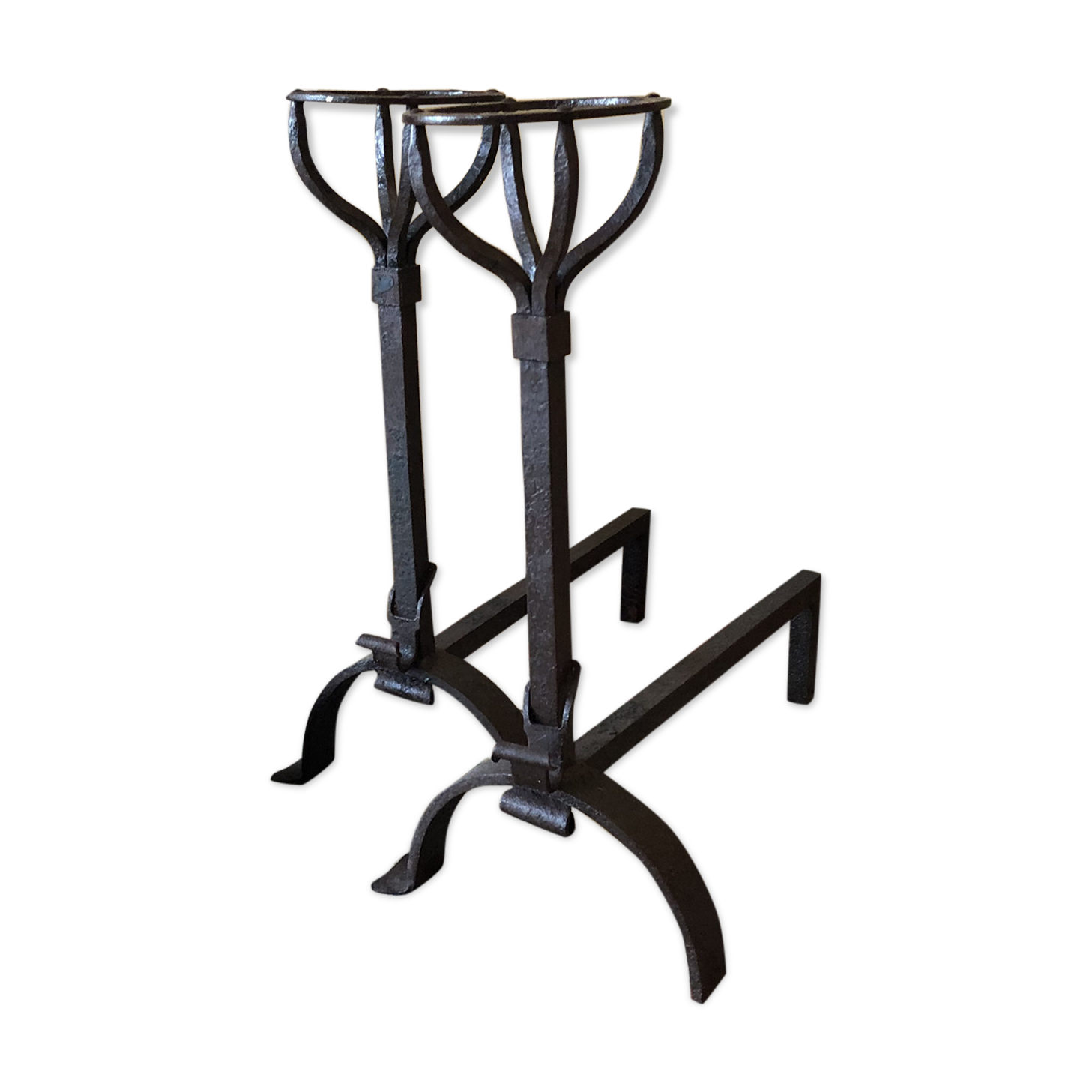 Ancient cast iron chenets