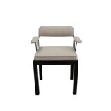 Mid Modern Ettore Sottsass Lodge Italian Black Metal and Wool Chairs, Set of Six