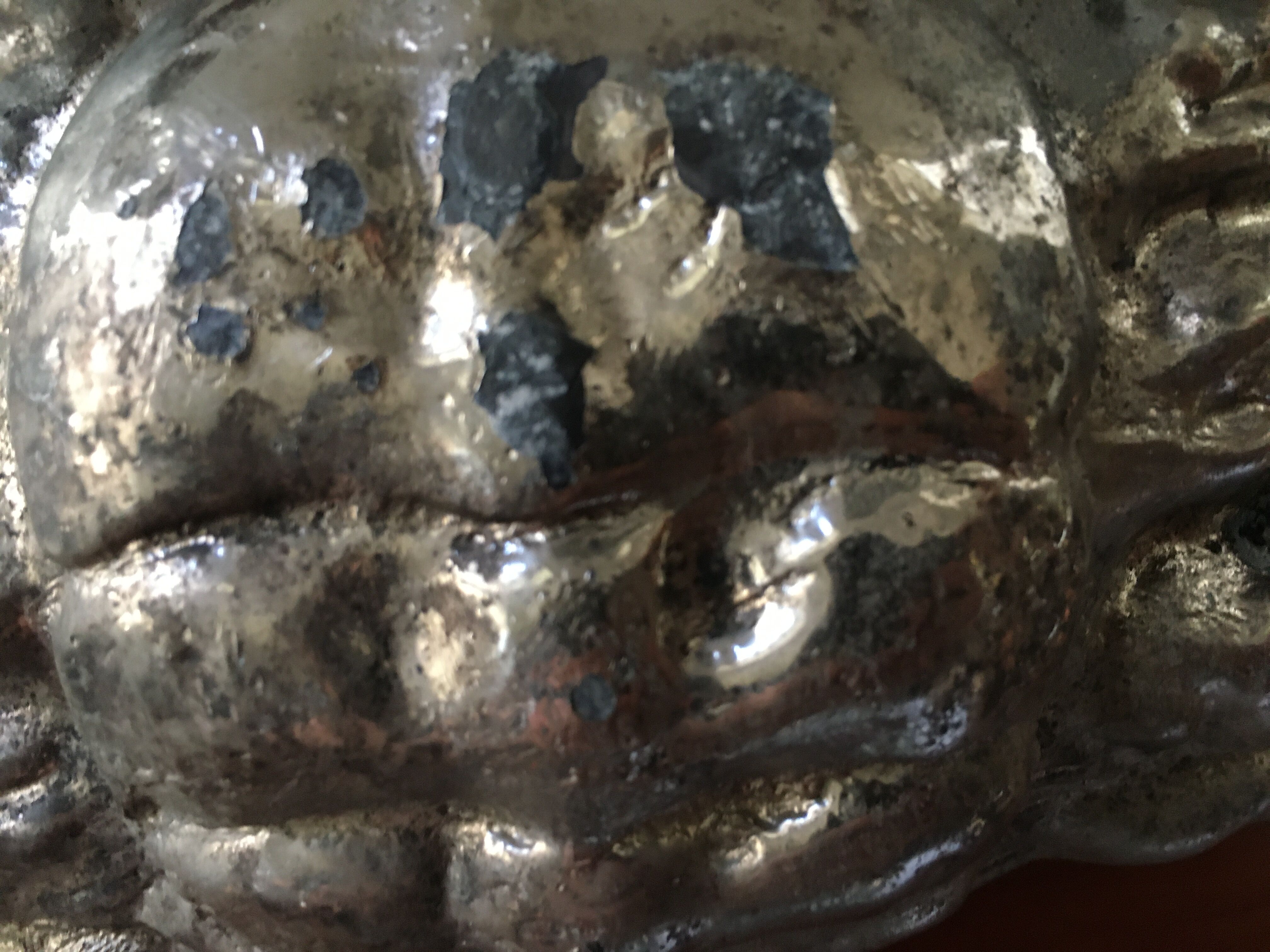 Silver metal box in crab shape