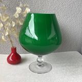 Italian vase on pedestal stem in opal glass - XXL size