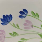 Duo d’assiettes à dessert Gien décor floral bleu et mauve peint à la main