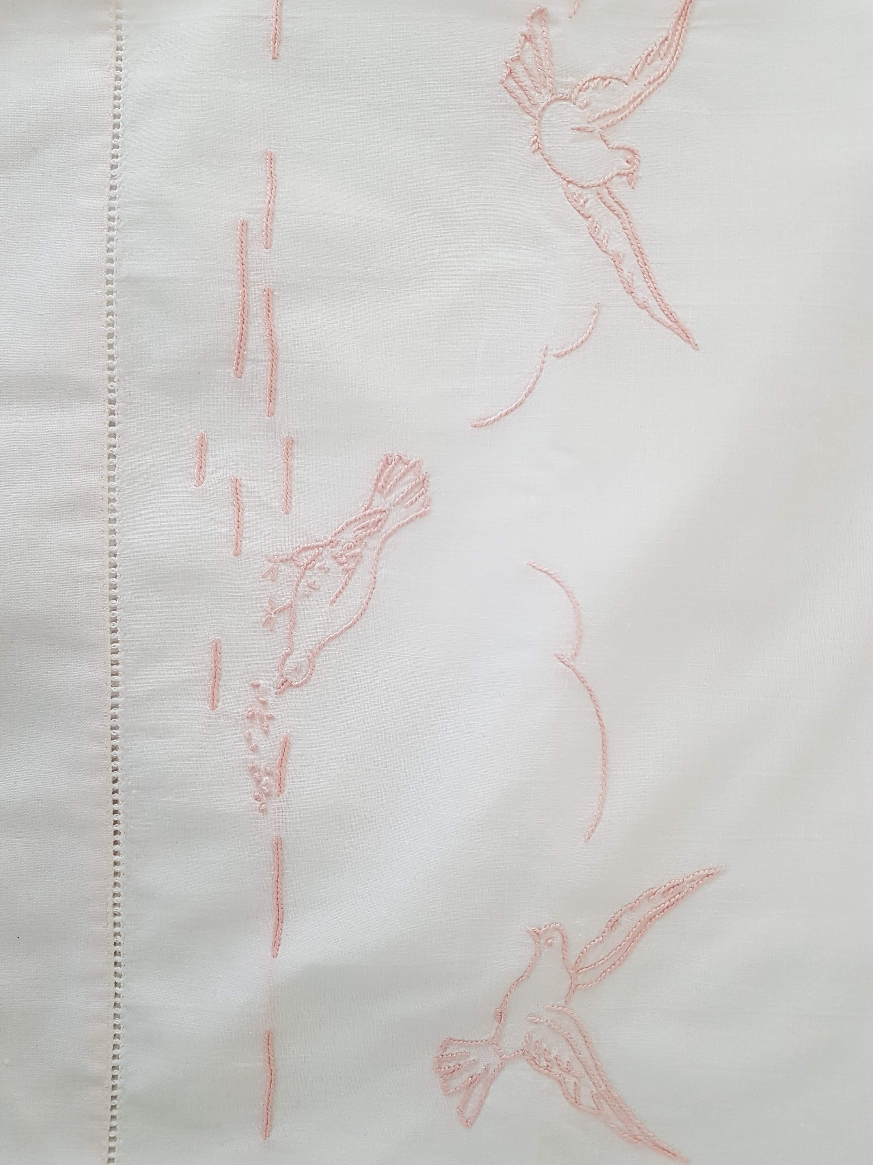Old embroidered flat sheet for cradle