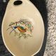 4 enameled ceramic bowls with gold or bird or flower pattern decoration, design and vintage 1950