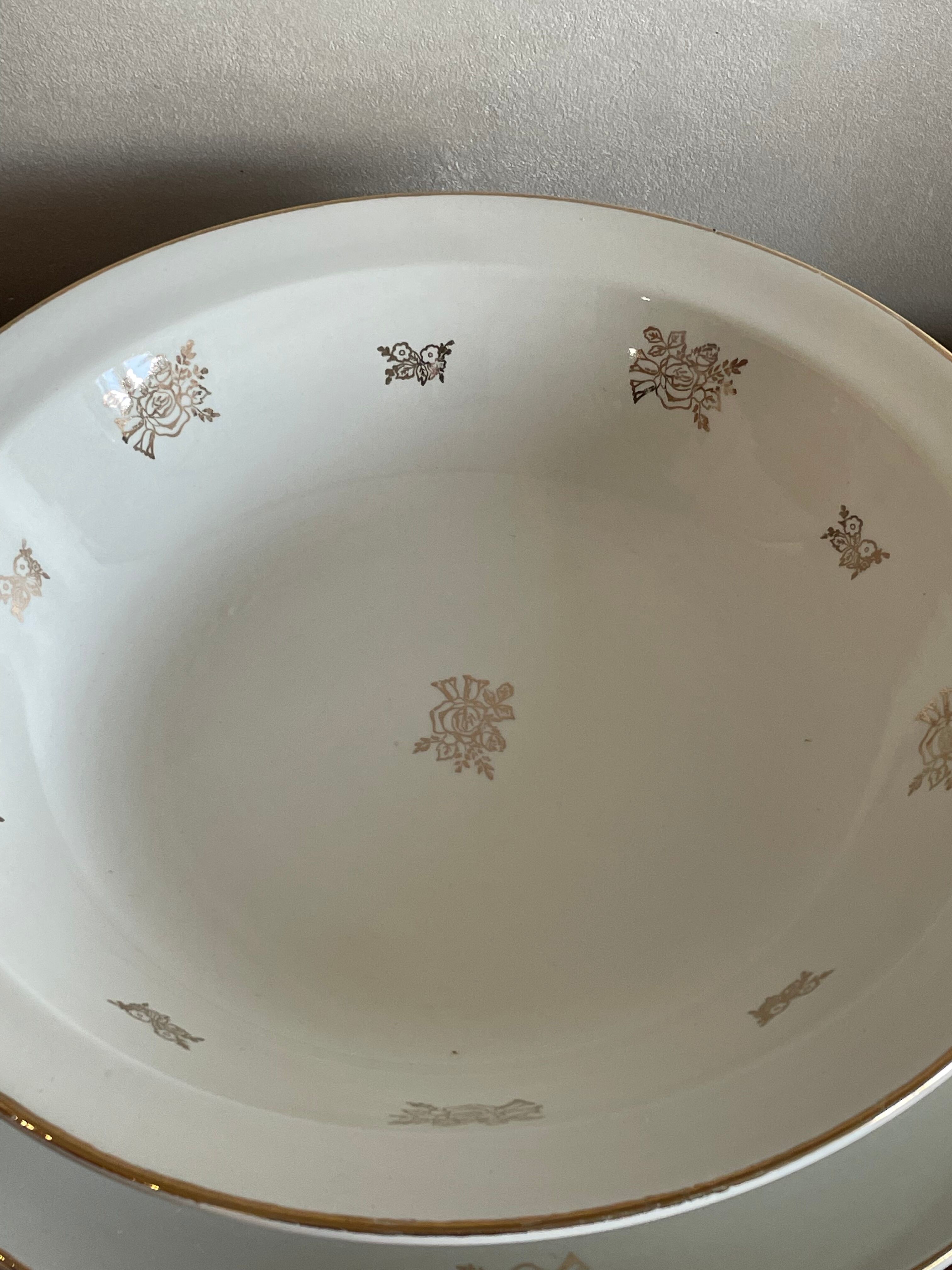 Hollow dish and pie dish pattern golden knots Sarreguemines