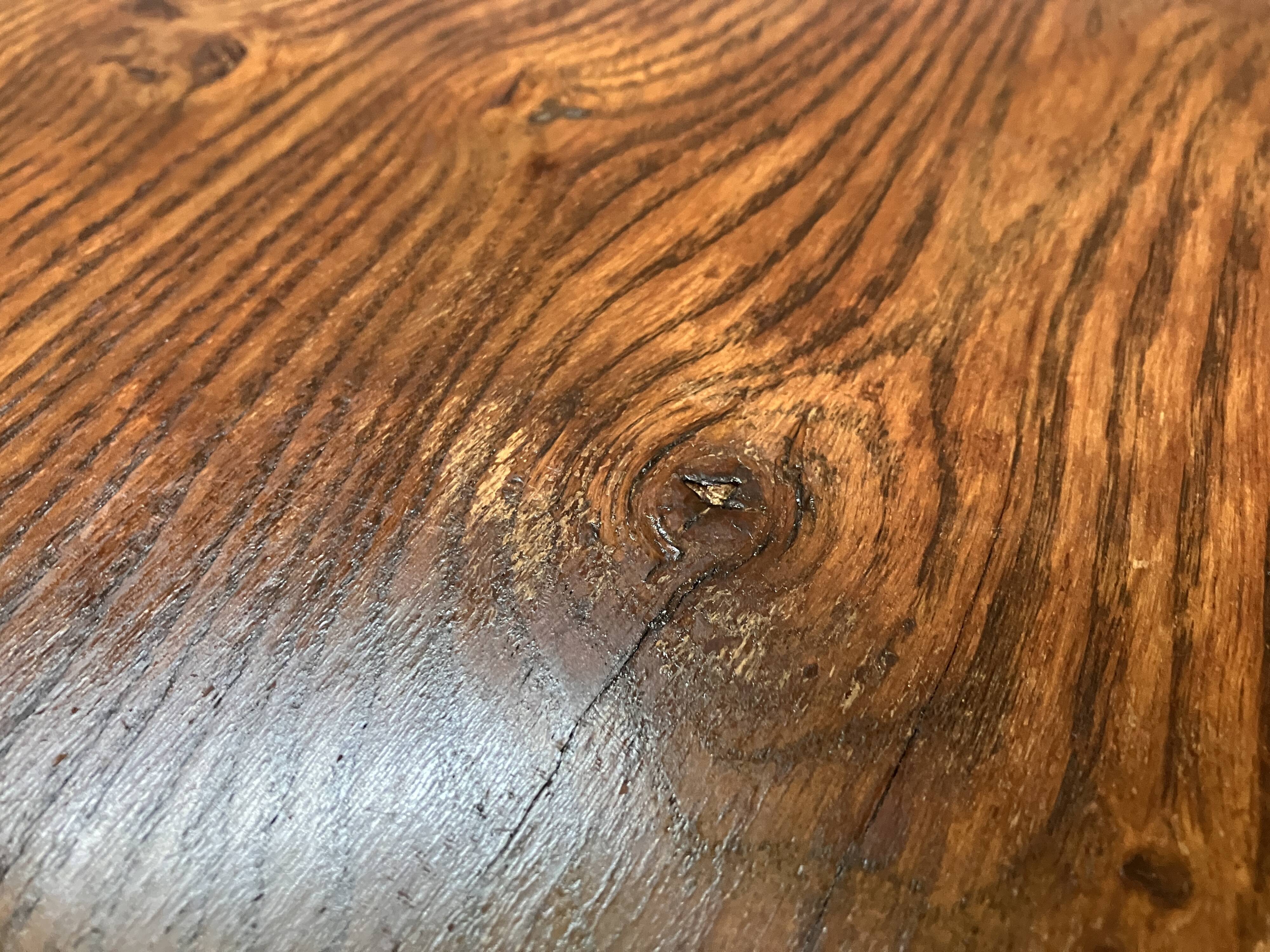 Table d'appoint brutaliste en chêne des années 70, table basse, banc