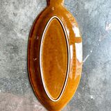 Sarreguemines fish dish in ochre glazed earthenware