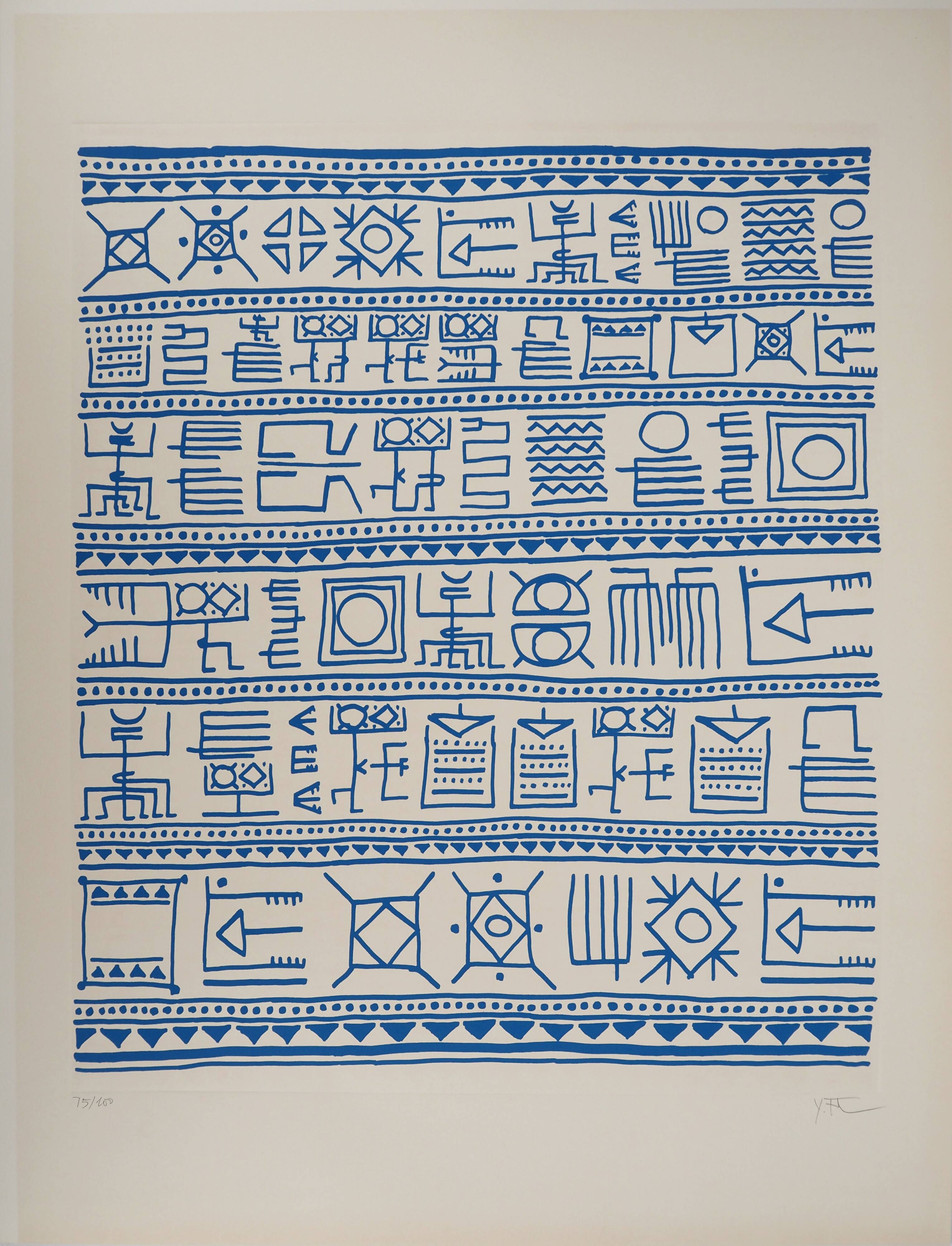 Yona FRIEDMAN: Pictograms of Genesis (Blue), signed original silkscreen