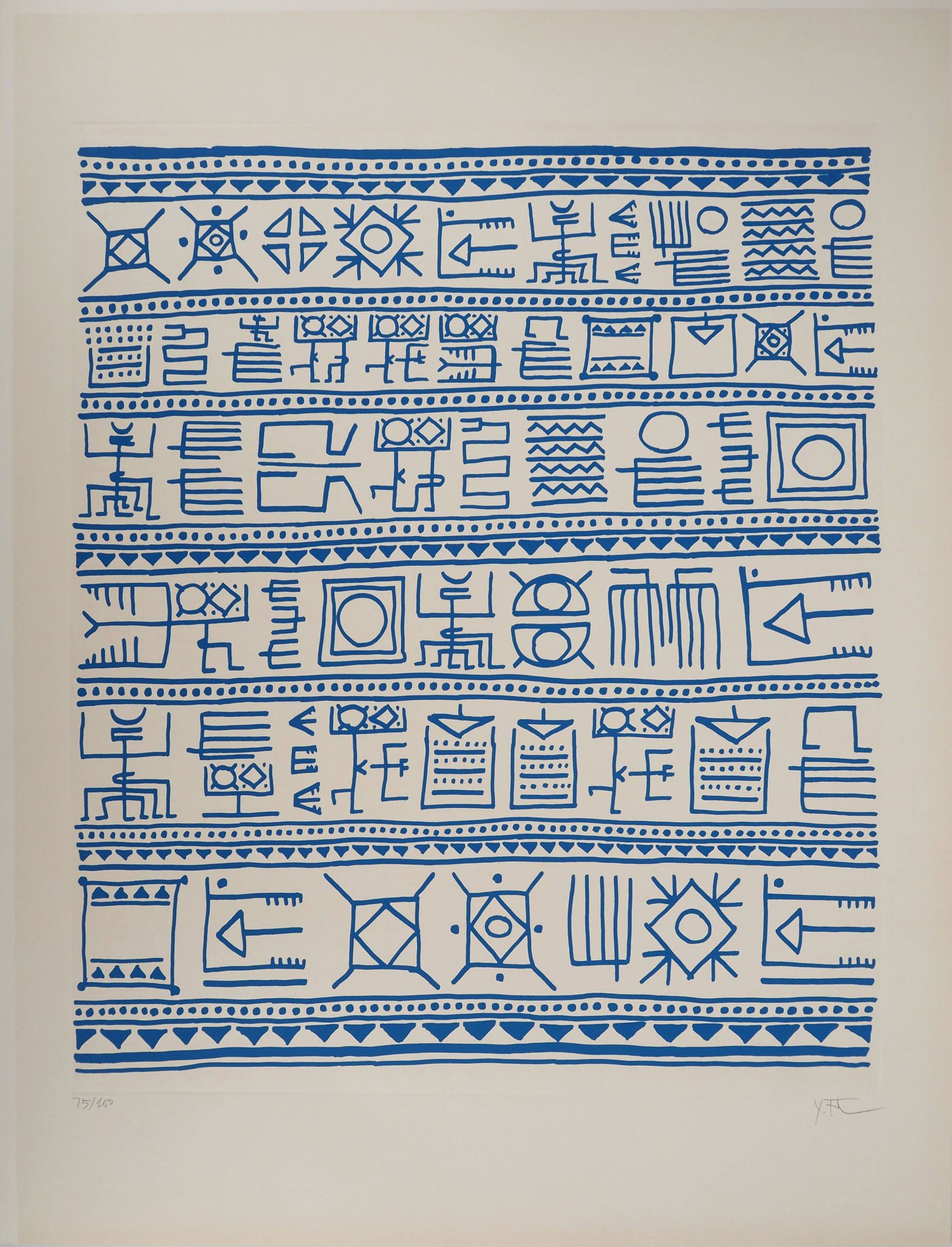 Yona FRIEDMAN: Pictograms of Genesis (Blue), signed original silkscreen
