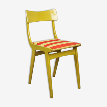 Chaise happy yellow en bois du milieu du siècle