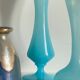 3 VASES Bleu Océan Grès et Verre OPALIN Vintage