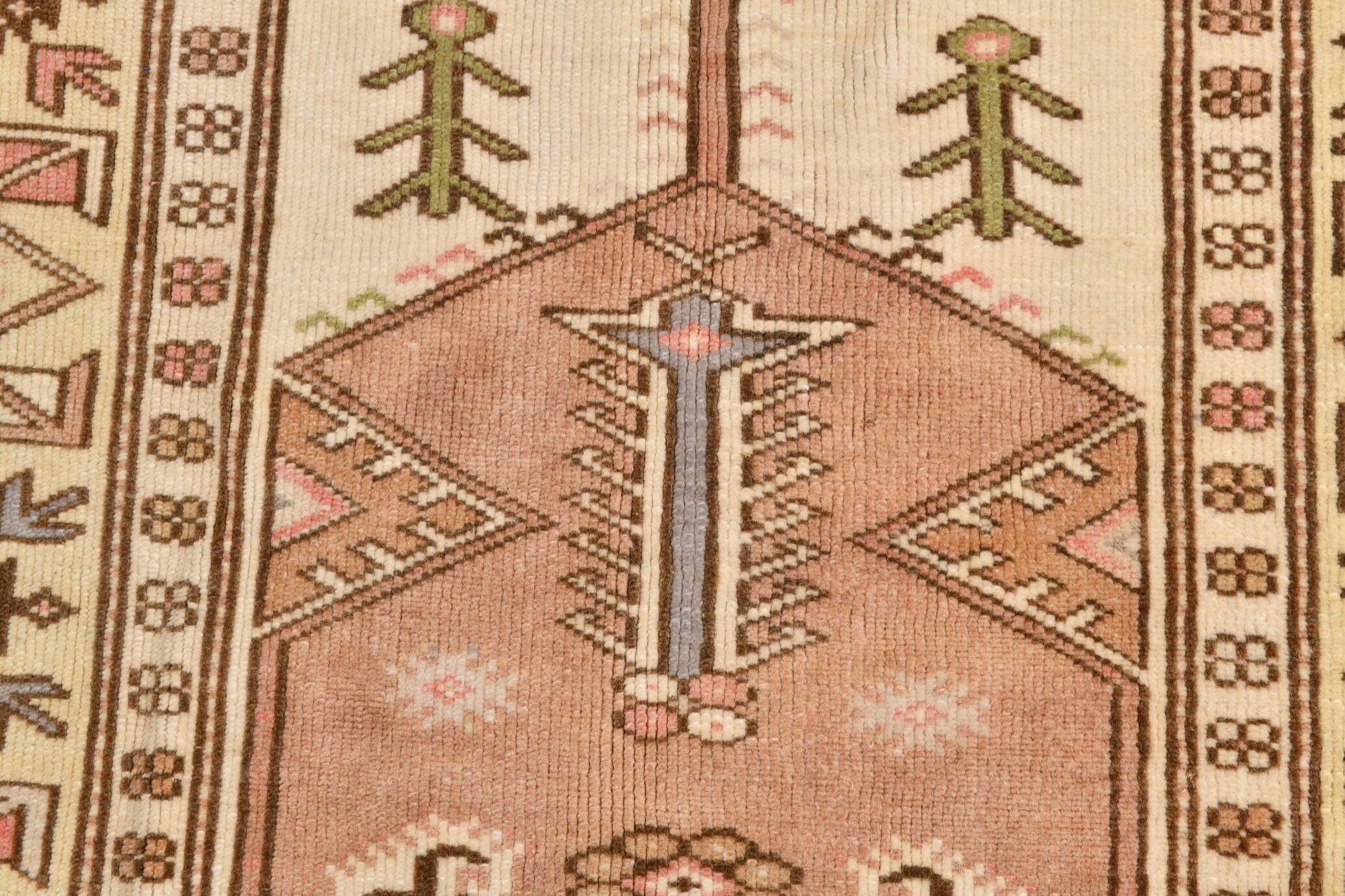 4x7 Cream & Brown Turkish Vintage Rug 120x211Cm SK 22198