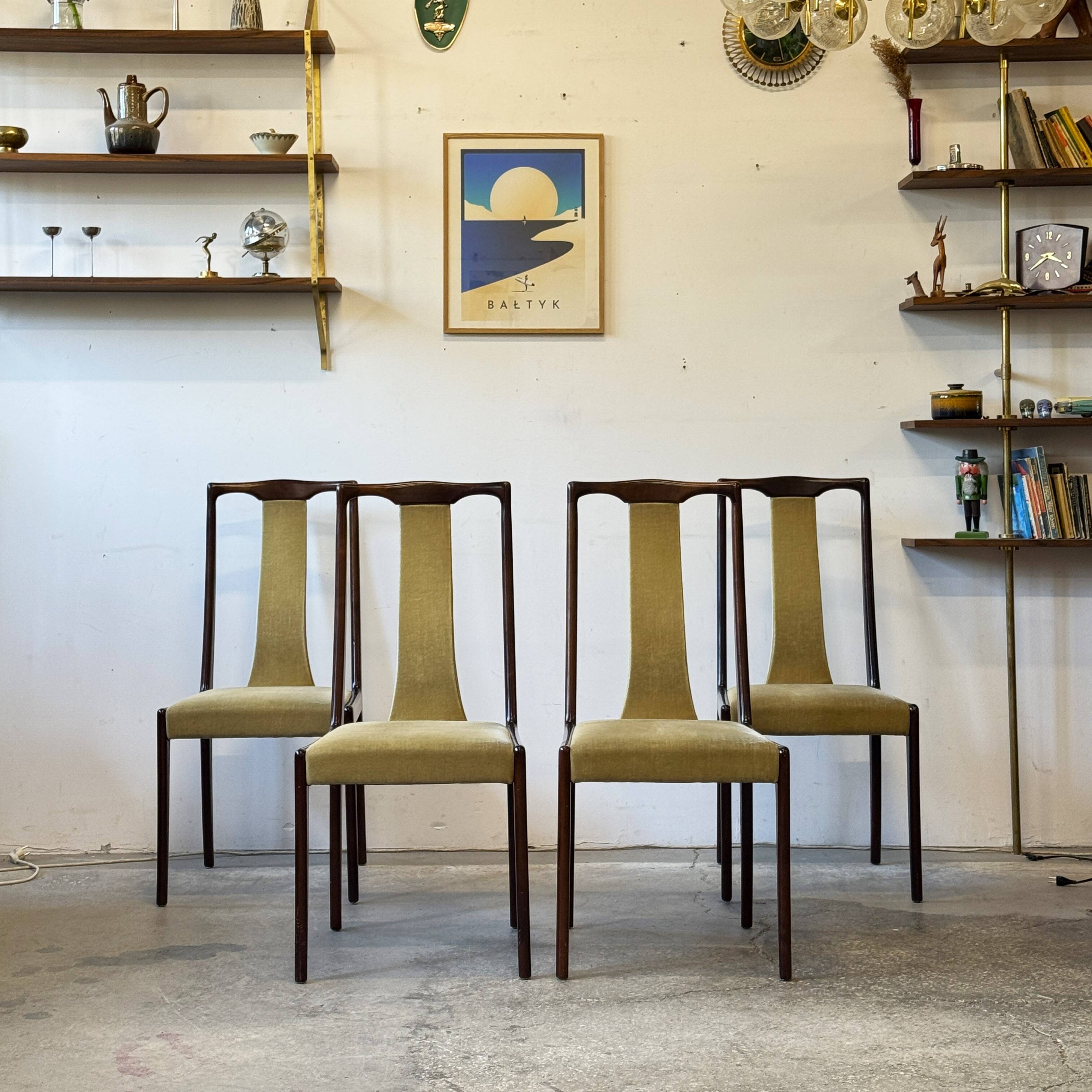 Set of 4 dining chairs, Lübke Germany 1960s, vintage