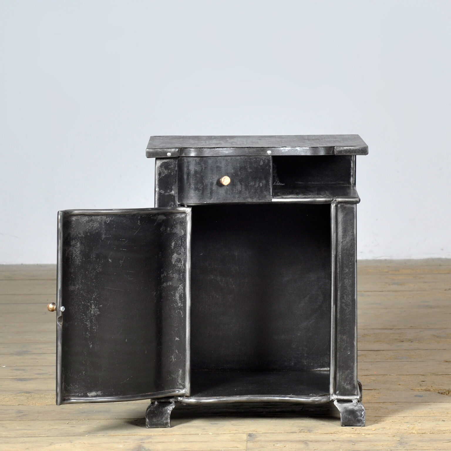 Set of iron bedside tables, circa 1930