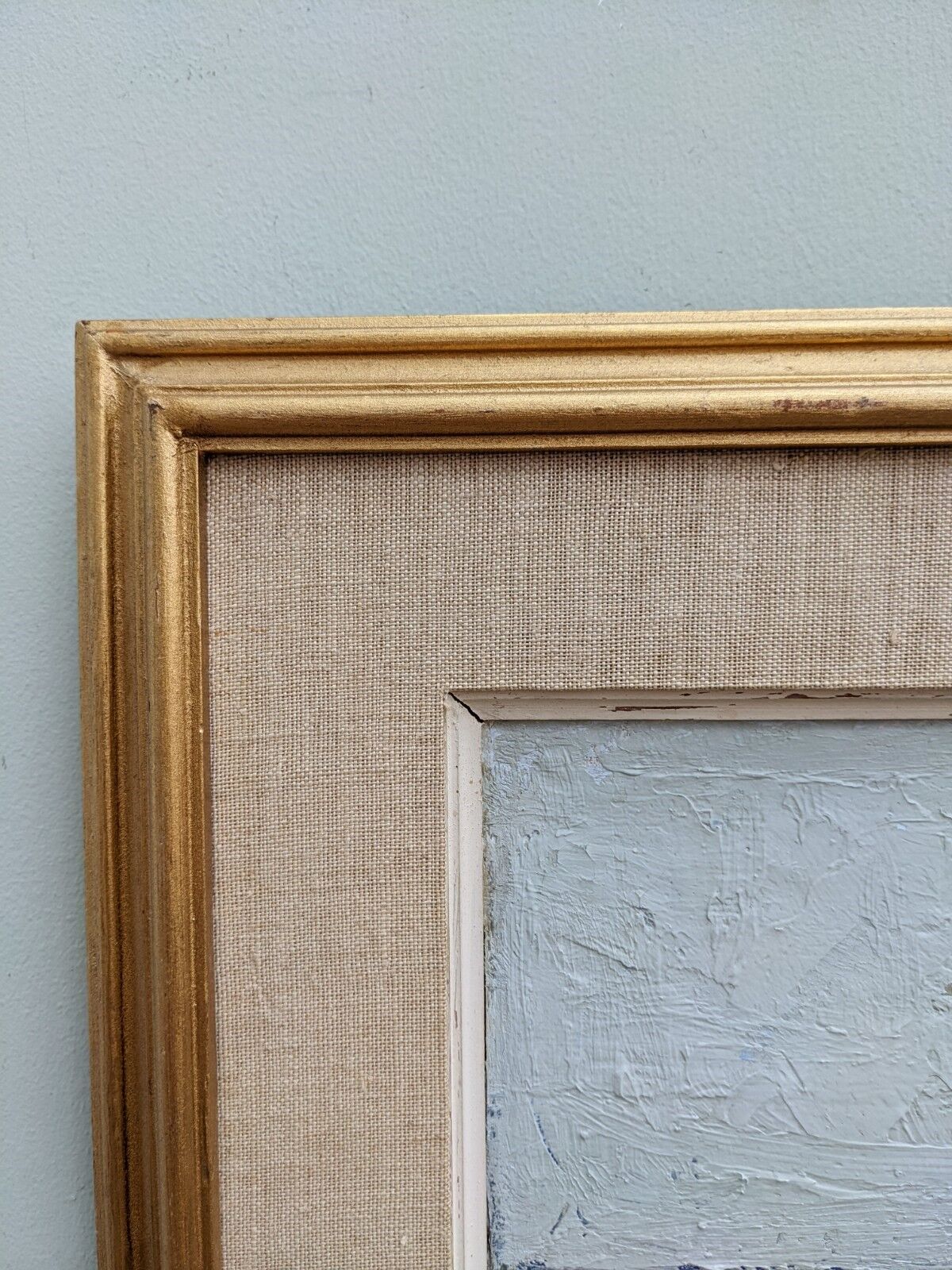 Mid-Century Modern "By the Shore" Swedish Seascape Oil Painting, Framed