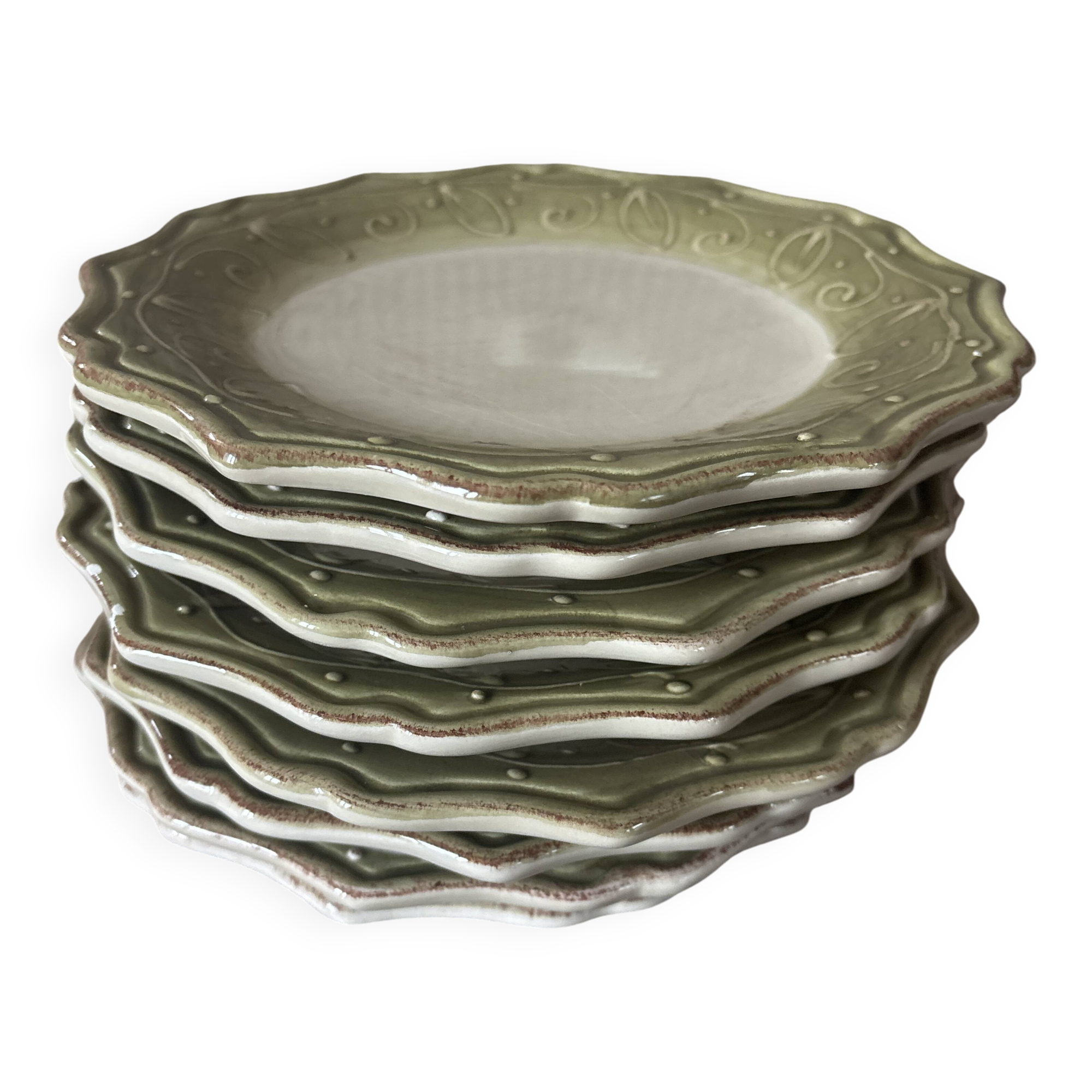 Set of 8 dessert plates in earthenware - the red cedar