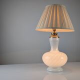 Lampe de table italienne en verre de Murano à double éclairage et laiton, années 1960