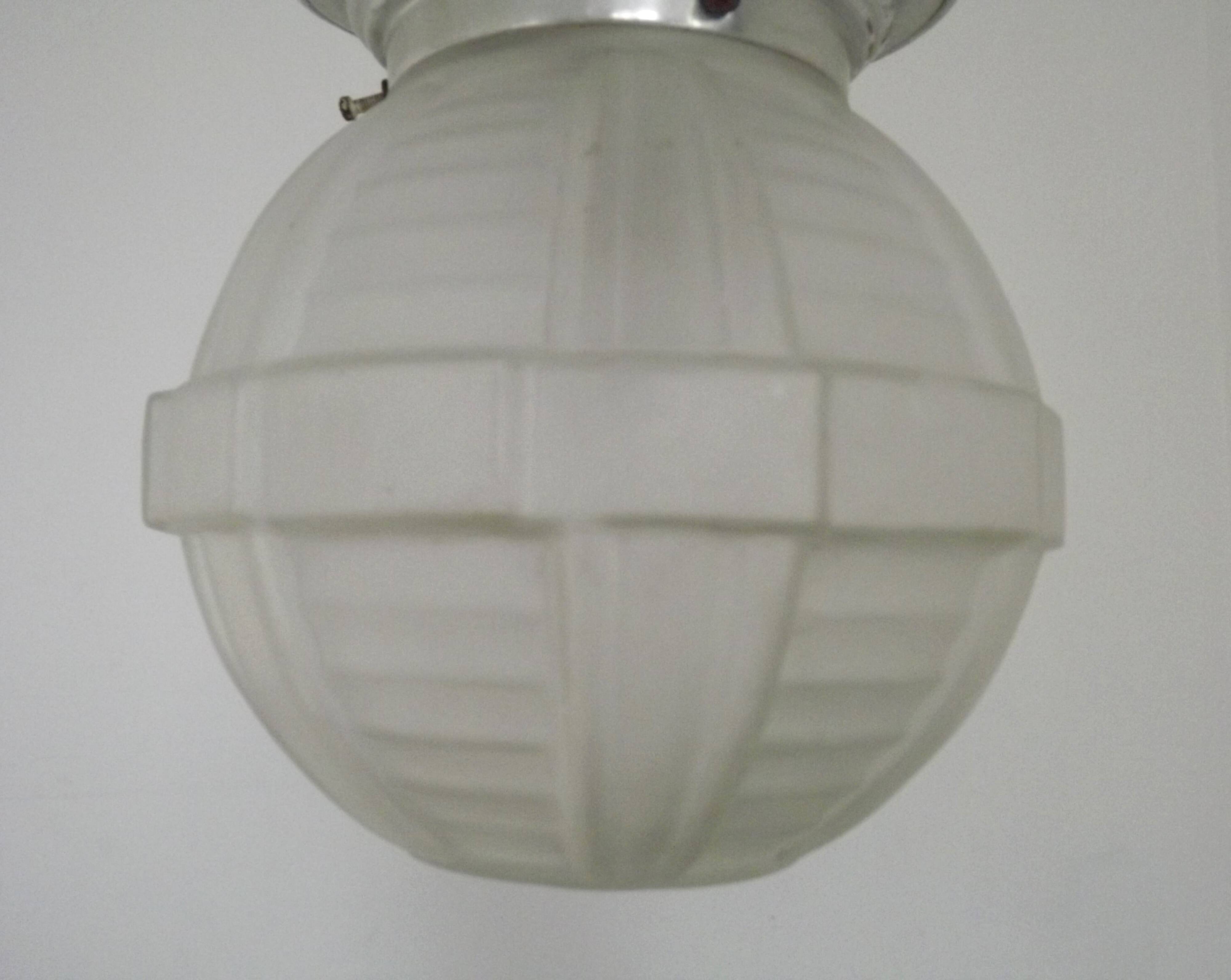 Art Deco ceiling light in glass and metal
