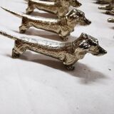 Silver metal hillside holder/rest for 6 Dachshund dogs and 6 Foxes