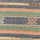 Kilim Vintage Anatolien, Rayures Tribales et Motifs Géométriques Pastel