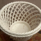 Vintage woven ceramic cache-pot