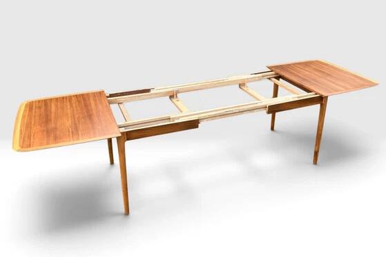 Extendable vintage Lübke table with 4 Lübke teak chairs