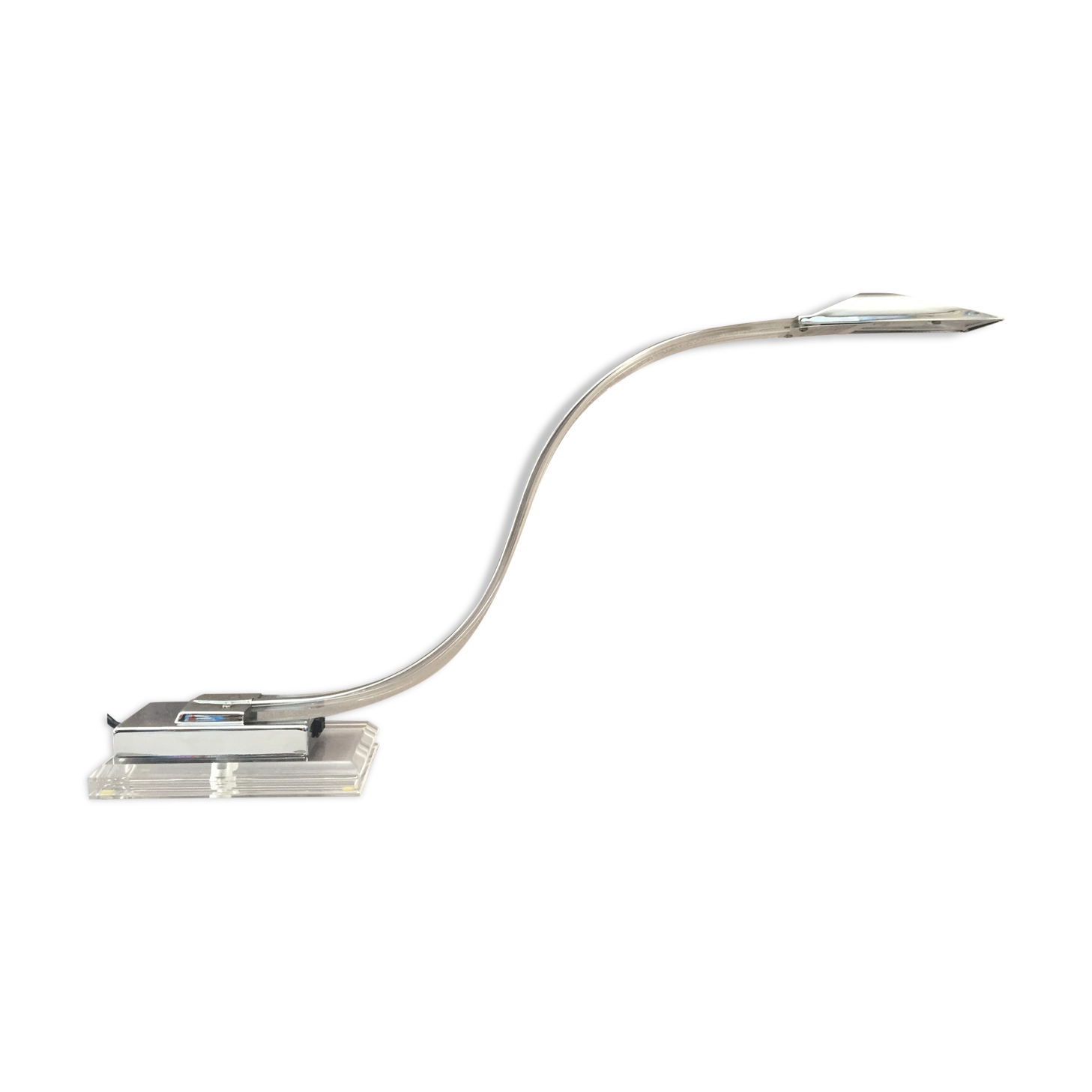 Cobra desk lamp in lucite and chromed metal  italy 80s
