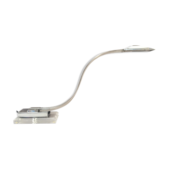 Lampe de bureau Cobra en lucite et métal chromé Italie années 80