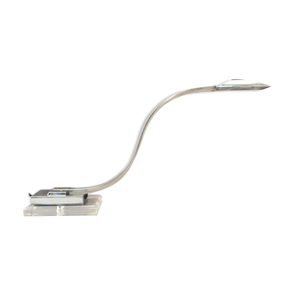 Cobra desk lamp in lucite and chromed metal  italy 80s